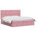 vidaXL - Bed met opbergruimte, matras en hoofdeinde, roze, 200 x 200 cm, fluweel