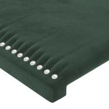 VidaXL Hoofdbord met LED Donkergroen Polyester/Hout 103x16x118-128 cm
