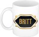 Bellatio Decorations Britt naam cadeau mok / beker met gouden embleem - kado verjaardag/ moeder/ pensioen/ geslaagd/ bedankt