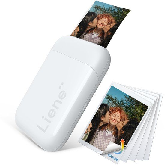 Liene Pearl 2x3 Inch Photo Printer, with 5 Sheets Zink Photo Paper (Wit)