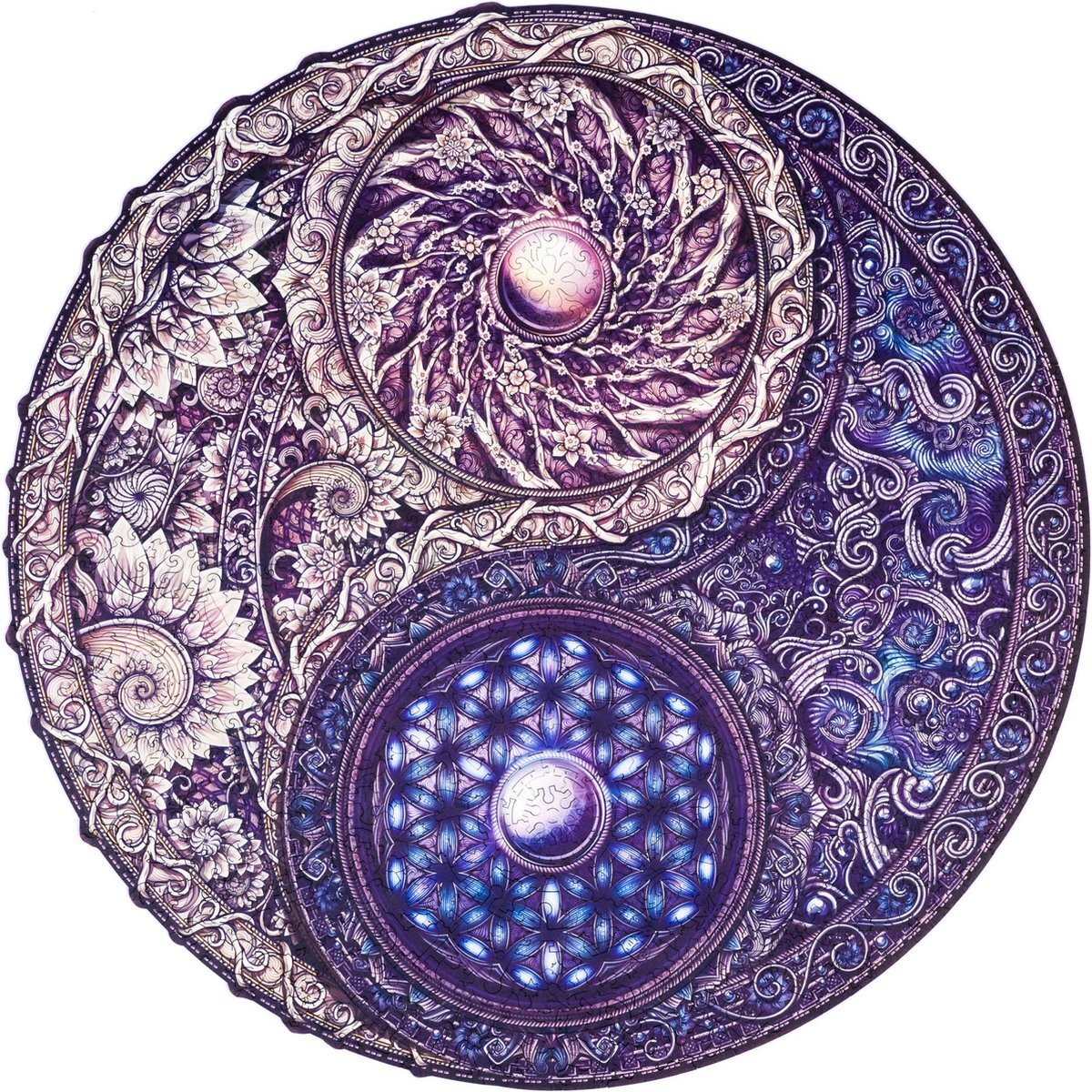 UNIDRAGON Houten Puzzel Mandala - Overkoepelende Tegenstellingen - Royal Size - 45 x 45 cm