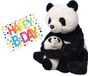 Wild Republic Pluche knuffel panda beer met baby 38 cm met A5-size Happy Birthday wenskaart - Verjaardag cadeau setje