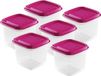 Hega Hogar Boîtes de conservation - set 6x pièces - 0,7 litre - transparent/fuchsia