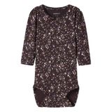NAME IT BABY gebreide gebloemde romper - donkerbruin