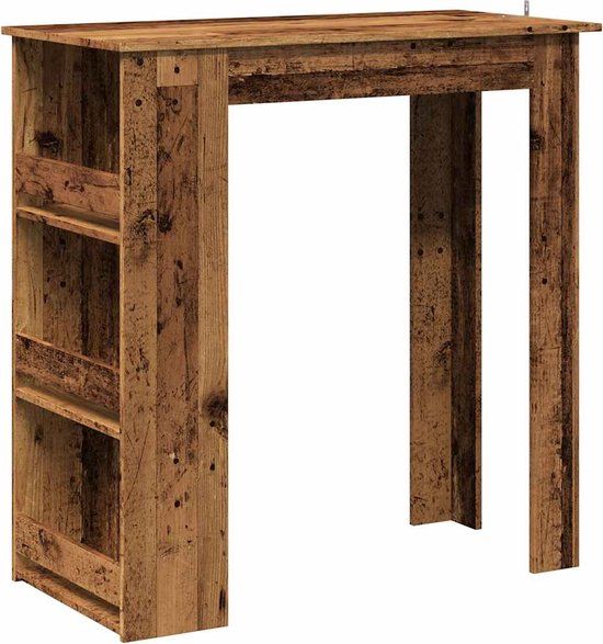 vidaXL Bartafel met opbergrek 102x50x103,5 cm oud houtkleurig