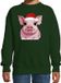 Bellatio Decorations Kersttrui / sweater boerderijdieren - kinderen - Varken - groen - kerstmuts - Kerstmis 110/116