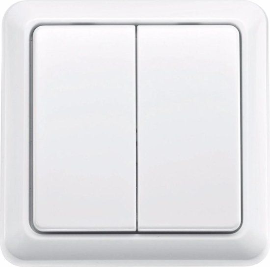KlikAanKlikUit Opbouw Dubbele Schakelaar - Draadloos - AWST-8802 | Wit
