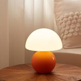 Merkloos / Sans marque Gardiloni B.V. 1 Keramische Paddenstoellamp - 19×12×21cm - Slaapkamer Tafellamp - Woonkamer Nachtlampje - Schattige Mini - Moderne Paddenstoelvormige Lamp - Unieke Woonkamerdecoratie - Oranje, Wit