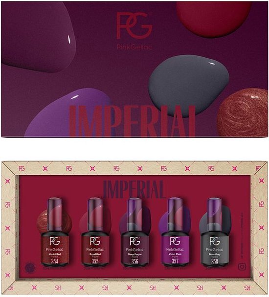 Pink Gellac | Color Box Imperial - Gellak - Set van 5 donkere kleuren - Vegan