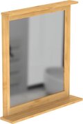 Eisl Spiegel bamboe, badkamerspiegel met houten frame, wandspiegel voor de badkamer met plank van hout, badkamerspiegel natuur, bruin, (B x H x D): ca. 67 x 70 x 11 cm