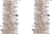 Decoris Kerstslinger - 2 stuks - Sterren - Lichtroze - 270 x 10 cm - Folieslinger