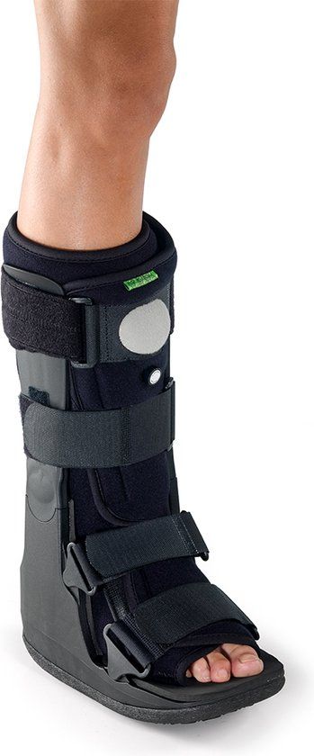 BraceID Regular Air Walker Lang - Maat L - Zwart - Kunststof - Voet - Maximale ondersteuning - Kinderen en volwassenen - Klitteband - Beide zijden