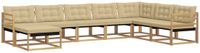 vidaXL Bankenset 8-delig Wit en Beige Massief Acaciahout
