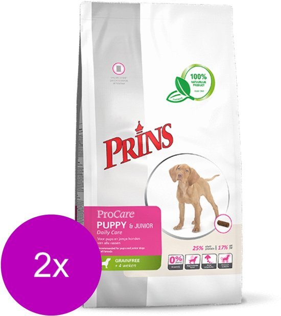 Prins Procare Puppy&Junior Dailycare - Hondenvoer - 2 x 3 kg Graanvrij