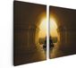 Artaza Canvas Schilderij Tweeluik Yoga Man Boeddha Tempel - 80x60cm