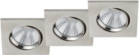 BES LED LED Spot 3 Pack - Inbouwspot - Trion Paniro - Vierkant 5W - Dimbaar - Warm Wit 3000K - Mat Nikkel - Aluminium - 80mm