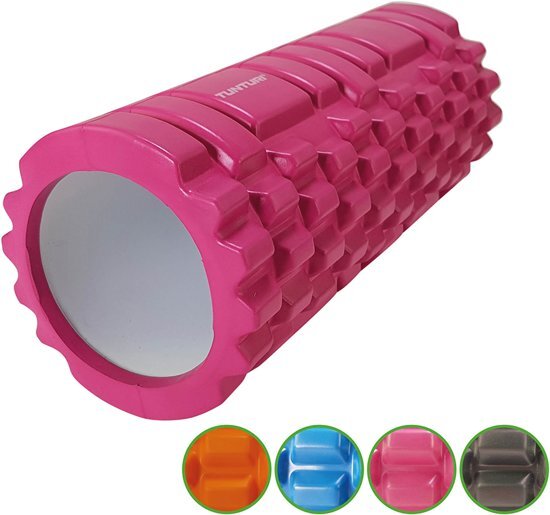 Tunturi Yoga Grid Foam Roller Massage - Fitness Roller - Triggerpoint massage - 33cm - Roze