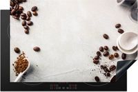 Merkloos KitchenYeah® Inductie beschermer 81.2x52 cm - Koffie - Koffiebonen - Wit - Inductiebeschermer