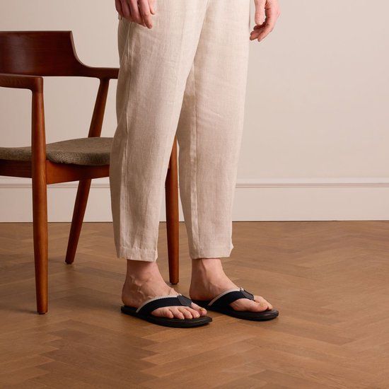 Manfield Heren Donkerblauwe Canvas Slippers Maat 41