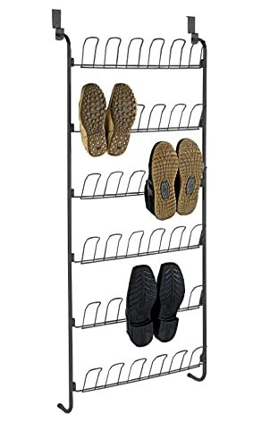 WENKO Deurschoenenrek - 6 planken - voor 18 paar schoenen - 59 x 151 x 14 cm - gepoedercoat metaal
