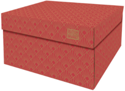 Dutch Design Brand Dutch Design Storage Box Art Deco Velvet Red - Rood / 39,5 cm x 32 cm x 21 cm / FSC-gecertificeerd golfkarton volledig recyclebaar