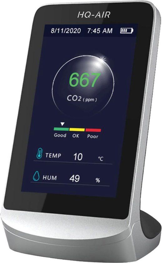 VANTILATE CO2 Meter - Indoor Air Quality Monitor with Alarm - NDIR Sensor - Temperature and Humidity Display