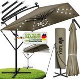 Tillvex Aluminium Zweefparasol Ø 330 cm Bruin met LED en Afdekking