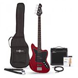 Gear4music Seattle Basgitaar + 15 W Versterkerpakket, Red Wine