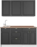Vicco Eenpersoonskeuken Fame-Line, Anthrazit-Gold Landhaus/Wit, 150 cm, WB Eik