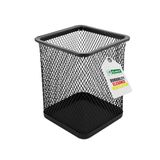 D.RECT Metalen pennenkoker, pennenhouder vierkant van draadmetaal - mesh multifunctionele beker voor balpen - pennenhouder voor kantoor/school, zwart