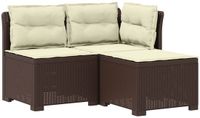 vidaXL 3-zits tuinbank met kussens in rattanlook PP Bruin