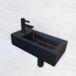 Wiesbaden Lavabo Rhea S Mini avec robinetterie - Gauche - Robinet - Siphon - Bouchon de vidange - Noir mat