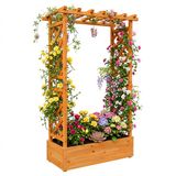Merkloos Relaxdays Plantenbak met klimrek - 152x78x36 cm - Hout - Oranje