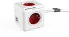 DesignNest Allocacoc PowerCube Extended USB - Rood - 1.5m - 2x USB