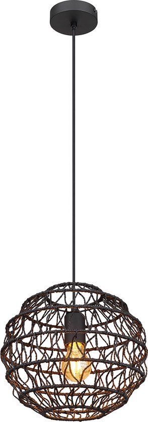 Globo Senni Hanglamp - Zwart - Metaal - 29 cm - E27