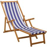 vidaXL Loungestoel 3 posities massief acaciahout blauw en wit