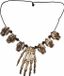 Merkloos Funny Fashion Halloween Ketting - Handje en Doodshoofdjes - Unisex - Kunststof - Beige