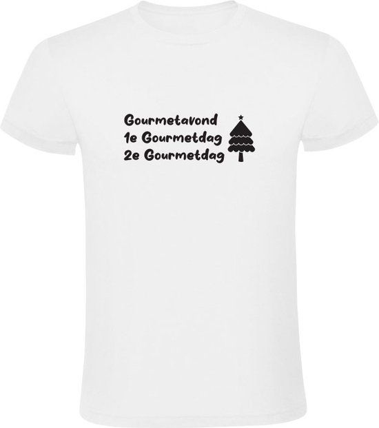 Sol's Gourmetavond Heren T-shirt - Kerst - Wit - Katoen - Maat L