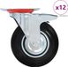 vidaXL 12 pièces Roulettes pivotantes 125 mm avec frein - Caoutchouc - Noir