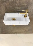 Wiesbaden Mini Rhea Fonteinset - 36x18x9 cm - Rechts - Carrara Geborsteld Messing Goud
