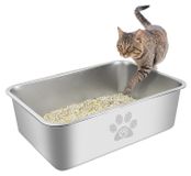 Merkloos Kattenbak metaal - Roestvrij staal - Anti-kleef - 49,5 x 34,5 cm
