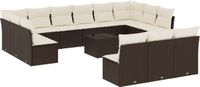 vidaXL 14-delige Loungeset met kussens, polyrattan, bruin