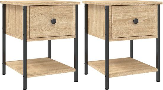 vidaXL Nachtkastjes 2 st 34x35,5x45 cm Sonoma eikenkleurig
