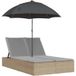 Transat double avec coussins et parasol beige poly rotin
