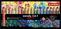 STABILO Crayons woody 3 in 1 Arty + Taille-crayon + Pinceau Assorti 18 pièces | 2 pièces