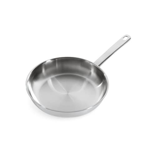 BK Bright 18/10 Edelstahl Bratpfanne 24 cm Ø, Unbeschichtet, 3-Ply Profi Pfanne, Induktionsgeeignet, Backofenfest bis 230°C, Spülmaschinenfest, Stay-Cool Griff
