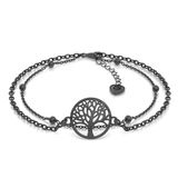 SERASAR Armband Van Sterling Zilver [Life] met boomsymbool - Zwart - 925 Sieraden