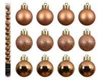Decoris Kaemingk Brandy - Set van 14 kerstballen van kunststof - 3 cm - Klein en onbreekbaar