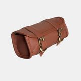 Echt geitenleer vintage motorfiets 2 riem gesp sluiting gereedschap bruine tas snelsluiting versterkt voor stuur, vorken, sissybar - 10 inch Kerstmis Nieuwjaar cadeau-idee