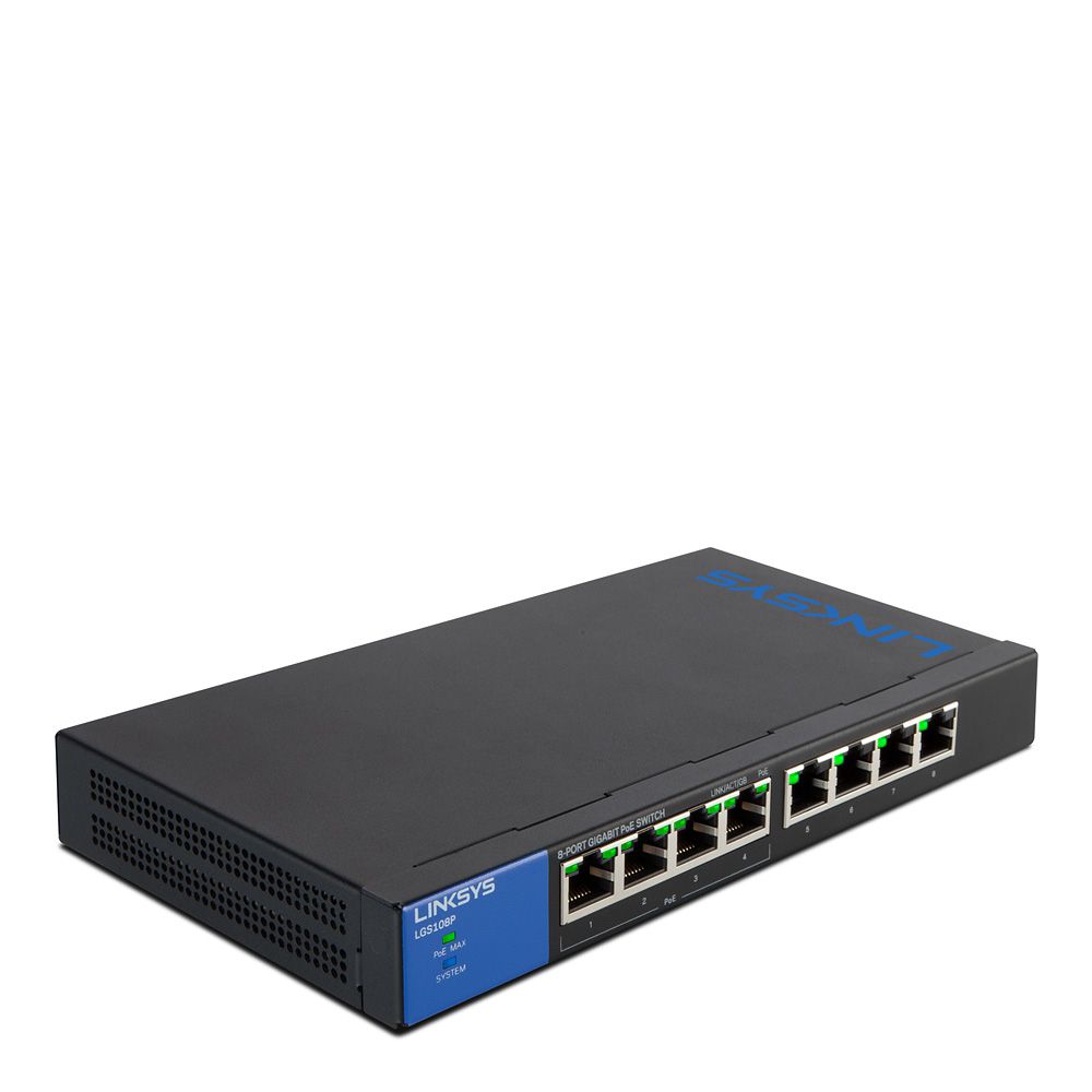 Linksys LGS108P - 8-Port Gigabit PoE Switch - Unmanaged